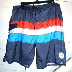 Rip Curl Navy Blue Striped Board Shorts 36